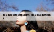 抖音有粉丝如何盈利赚钱（抖音粉丝有钱赚吗）