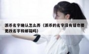 派币名字确认怎么弄（派币的名字没有错也要更改名字和邮箱吗）