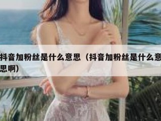 抖音加粉丝是什么意思（抖音加粉丝是什么意思啊）