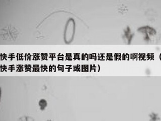 快手低价涨赞平台是真的吗还是假的啊视频（快手涨赞最快的句子或图片）