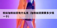 粉丝加粉丝团有什么用（加粉丝团需要多少钱一个）