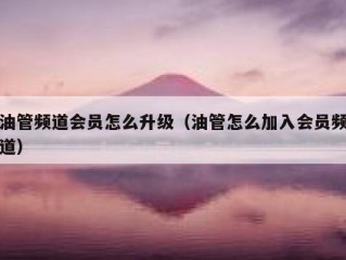 油管频道会员怎么升级（油管怎么加入会员频道）