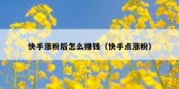 快手涨粉后怎么赚钱（快手点涨粉）