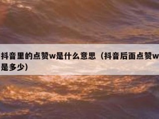抖音里的点赞w是什么意思（抖音后面点赞w是多少）