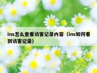 ins怎么查看访客记录内容（ins如何看到访客记录）