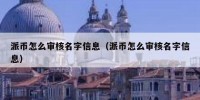 派币怎么审核名字信息（派币怎么审核名字信息）