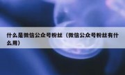 什么是微信公众号粉丝（微信公众号粉丝有什么用）