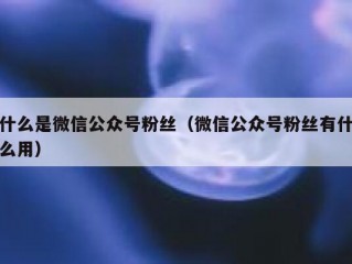 什么是微信公众号粉丝（微信公众号粉丝有什么用）