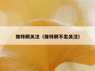 推特刷关注（推特刷不出关注）