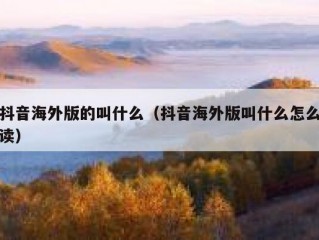 抖音海外版的叫什么（抖音海外版叫什么怎么读）