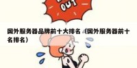 国外服务器品牌前十大排名（国外服务器前十名排名）