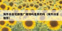 海外抖音短剧推广赚钱吗是真的吗（海外抖音推荐）