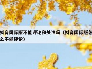 抖音国际版不能评论和关注吗（抖音国际版怎么不能评论）