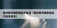 重庆限号哪些路段不能走（重庆限号哪些路段不能走货车）