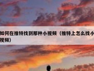 如何在推特找到那种小视频（推特上怎么找小视频）