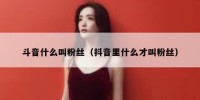 斗音什么叫粉丝（抖音里什么才叫粉丝）