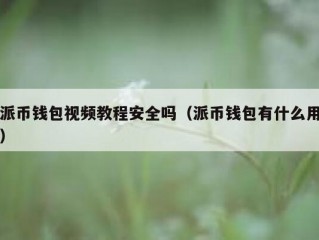 派币钱包视频教程安全吗（派币钱包有什么用）
