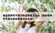 微信视频号不显示粉丝数量怎么办（微信视频号不显示粉丝数量怎么办呀）