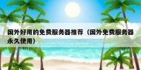 国外好用的免费服务器推荐（国外免费服务器永久使用）