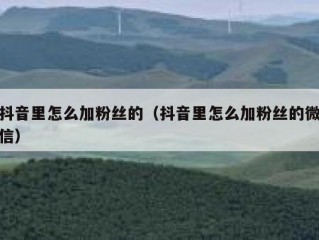 抖音里怎么加粉丝的（抖音里怎么加粉丝的微信）