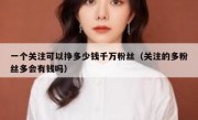 一个关注可以挣多少钱千万粉丝（关注的多粉丝多会有钱吗）