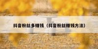 抖音粉丝多赚钱（抖音粉丝赚钱方法）