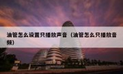 油管怎么设置只播放声音（油管怎么只播放音频）