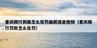 重庆限行到底怎么处罚最新消息视频（重庆限行罚款怎么处罚）