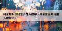 抖音加粉丝团怎么加入群聊（抖音里面如何加入粉丝团）