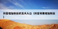 抖音增加粉丝的五大入口（抖音如果增加粉丝）
