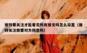 推特要关注才能看完所有推文吗怎么设置（推特关注需要对方同意吗）