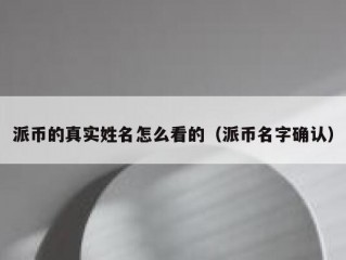派币的真实姓名怎么看的（派币名字确认）