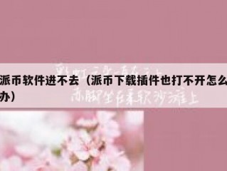 派币软件进不去（派币下载插件也打不开怎么办）