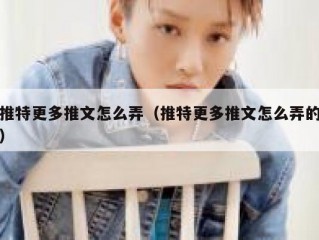 推特更多推文怎么弄（推特更多推文怎么弄的）