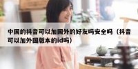 中国的抖音可以加国外的好友吗安全吗（抖音可以加外国版本的id吗）