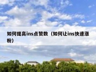 如何提高ins点赞数（如何让ins快速涨粉）