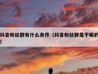 抖音粉丝群有什么条件（抖音粉丝群是干嘛的）