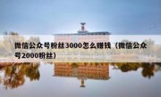 微信公众号粉丝3000怎么赚钱（微信公众号2000粉丝）