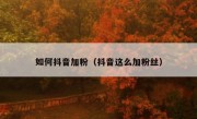 如何抖音加粉（抖音这么加粉丝）
