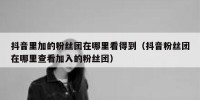 抖音里加的粉丝团在哪里看得到（抖音粉丝团在哪里查看加入的粉丝团）