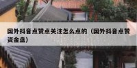 国外抖音点赞点关注怎么点的（国外抖音点赞资金盘）