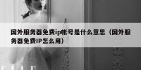 国外服务器免费ip帐号是什么意思（国外服务器免费IP怎么用）