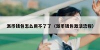 派币钱包怎么用不了了（派币钱包激活流程）