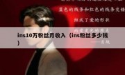 ins10万粉丝月收入（ins粉丝多少钱）