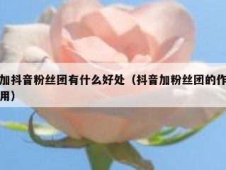 加抖音粉丝团有什么好处（抖音加粉丝团的作用）