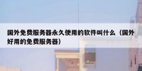 国外免费服务器永久使用的软件叫什么（国外好用的免费服务器）
