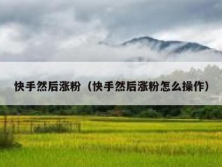 快手然后涨粉（快手然后涨粉怎么操作）
