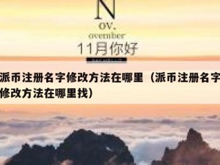 派币注册名字修改方法在哪里（派币注册名字修改方法在哪里找）