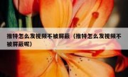 推特怎么发视频不被屏蔽（推特怎么发视频不被屏蔽呢）