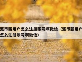 派币新用户怎么注册账号啊微信（派币新用户怎么注册账号啊微信）